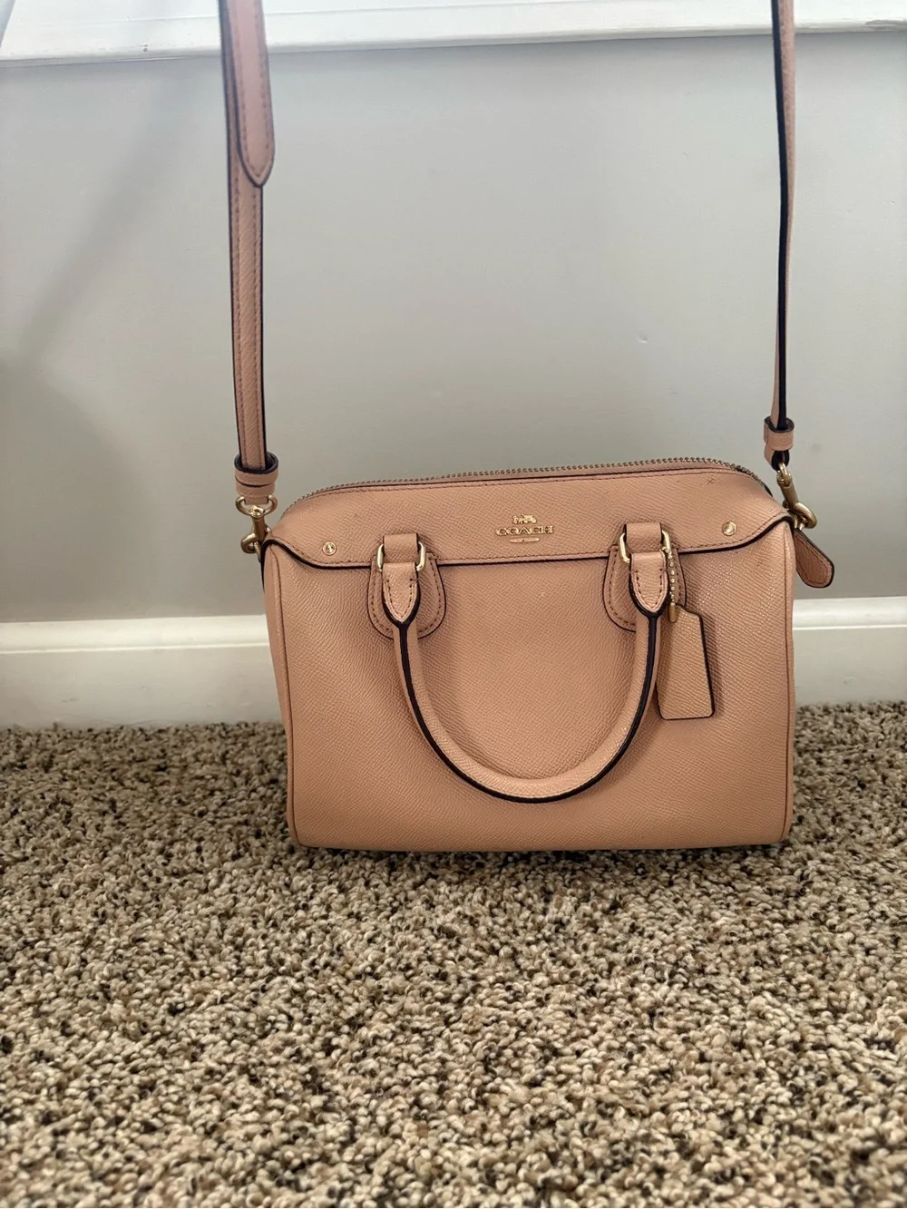 Coach Pebbled Leather Satchel in Blush